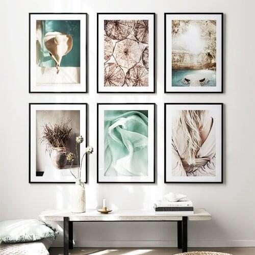 Summer Sun Girl Pool Cave Landscape Canvas Painting Realistic Nordic Poster Print Wall Art Picture Modern Living Room Decor