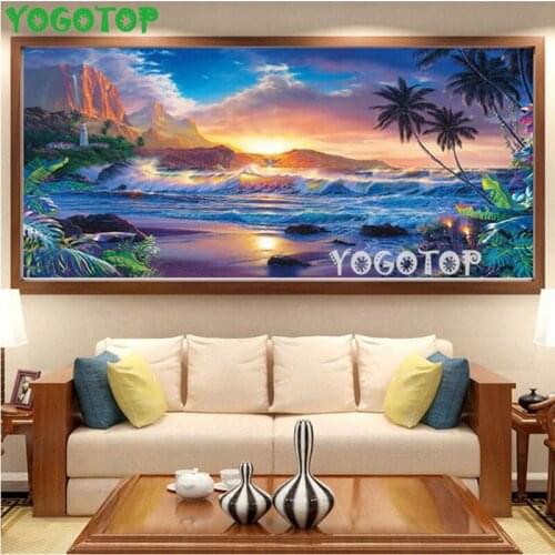 Sunrise scenery Seascape diy diamond painting 5d embroidery kits full square round drill rhinestone mosaic home art YY4522