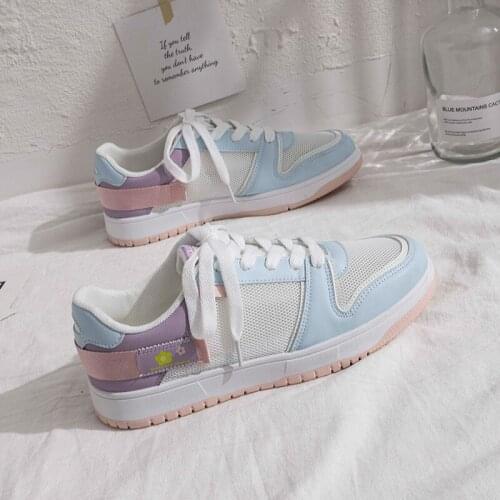 KALSOONI New Womens Breathable Mesh Sneakers 2021 Spring and Summer Fashion Color Matching Flat Shoes