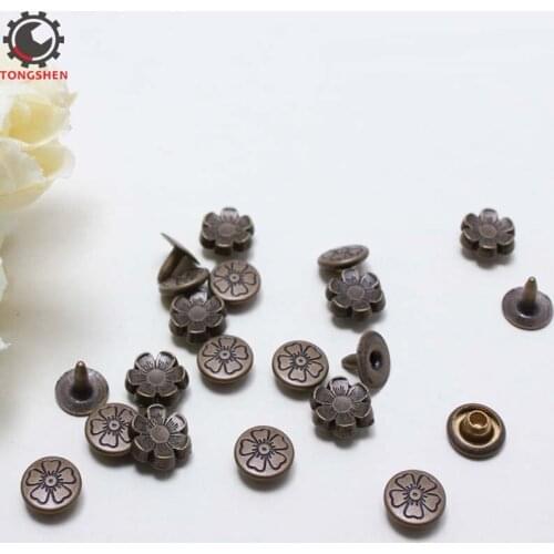 Flower Round Rapid Rivet Vintage Studs for Bags Belts Leathercraft Decoration Antique Brass DIY Punk Nailhead Spike Stud