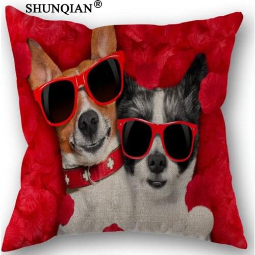 Linen Cotton Pillowcase Chihuahua dog Printed Pillow Cover Home Textiles Decorative Pillowcase Customize Gift 45x45cm