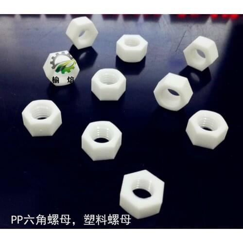 M3 M4 M5 M6 M8 M10 M12 M14 M16 M18 M20 M24 White PP Plastic Hexagon Nuts Metric Thread Hex Nut