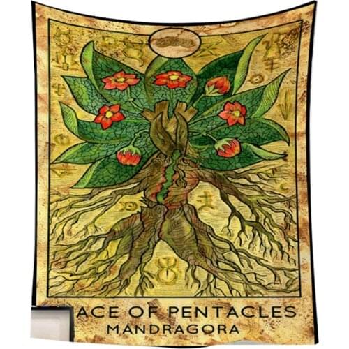 Mandragora tapestry wall decor bohemian wall hanging blanket tapete tarot cups greenteeth