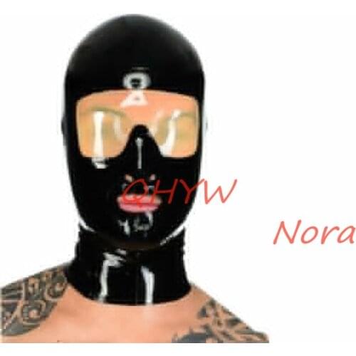 Natural Latex Face Mask Hood FOR MEN Cosplay Costumes Fetish Cosplay Mask Back Zipper Club Wear