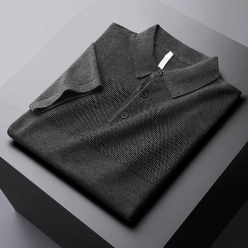 2021 Spring Summer Knitted Mens T-shirts High Quality Short Sleeve Solid Color Casual Male T-shirts Fashion Slim Fit Man Tee