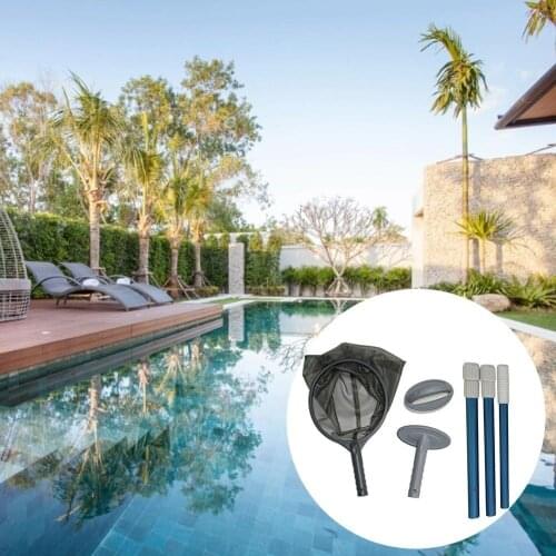 Pool Skimmer Net Set With Detachable Pole Leaf Skimmer Mesh Rake Net with Pool Brush for Spa Pond Pool
