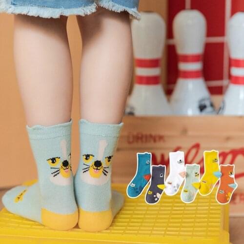 3pairs Childrens Socks Flower Spring And Summer Girls Tube Socks Pure Cotton Breathable Cartoon Cats For Men And Women