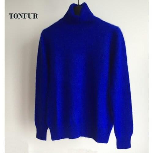 2019 New Autumn Winter Natural 100% Pure Mink Cashmere Sweater Knitted Handmade Turtleneck Pullovers wsr362