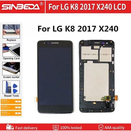 Original 5.0'' For LG K8 2017 X240 LCD Display Touch Screen Digitizer Assemble For LG X240 X240K X240H Display with Frame