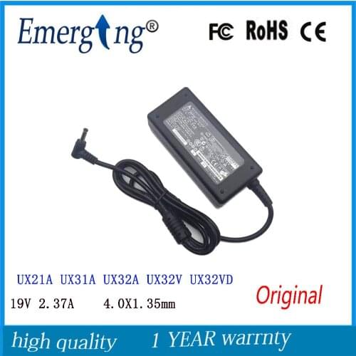 19V 2.37A 4.0*1.35mm Charger Power Supply Original AC Laptop Adapter For Asus UX21A UX31A UX32A UX32V UX32VD UX21A-DB5x UX21A