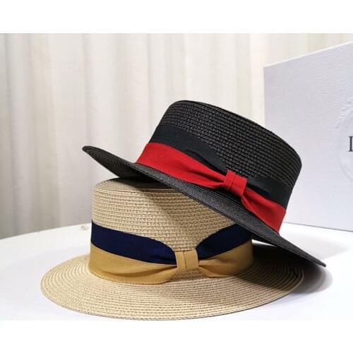 New bow Unisex Mens panama hat straw womens summer hats 2021 beach Caps diploma hat elegant hat luxury woman hat Cap female