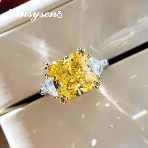 PANSYSEN 100% 925 Sterling Silver 5CT Citrine Created Moissanite Gemstone Wedding Engagement Ring Luxury Fine Jewelry Wholesale