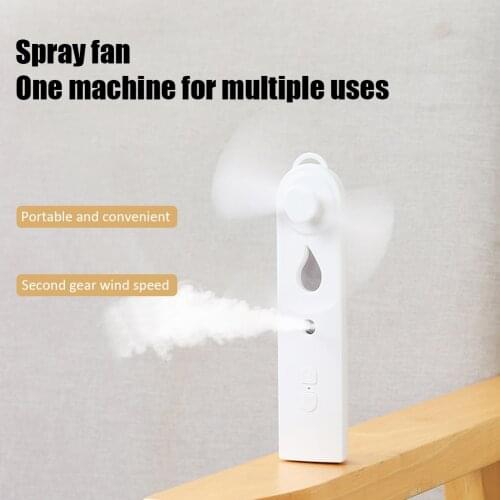 Portable 2 In 1 Mini Fan Humidifier USB Rechargeable Handheld Fan Water Spray Mist Fan Face Steamer Beauty and Moisturizing