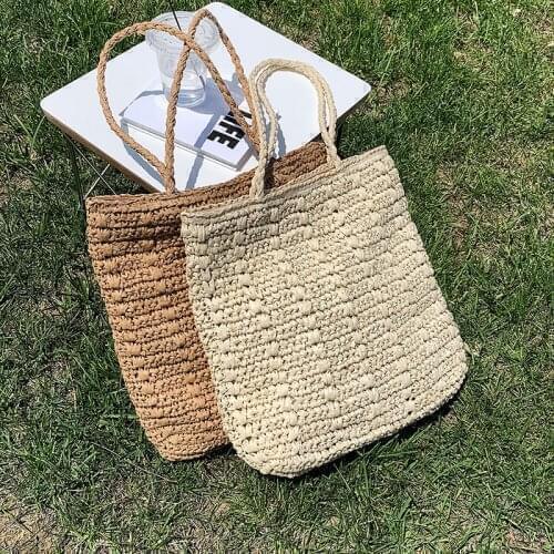 Casual Female Handmade Straw Handbagand Purse Woven Shoulder Bag Bohemian Vintage Large Capacity Beach Shopping Bag For Women
