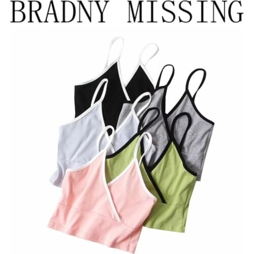 Casual Women Soft Cotton V Neck Sling 2021 Summer Fashion Ladies High Street Slim Vest Female Solid Color Short Sling Top