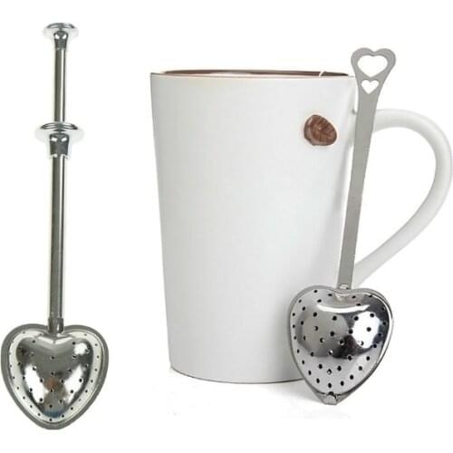 Heart Shaped Tea Infuser Stainless Steel Spoon Strainer Steeper Handle Shower Fashion Tea Spoon Wedding Box Package Favors Gifts