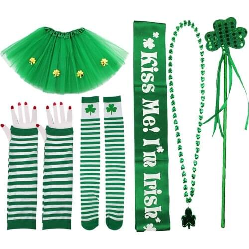 St. Patricks Day Tutu Skirt Accessories Girl Gift SetDress up Toy Play Party Favors Costume for Girls of 3-8 Years