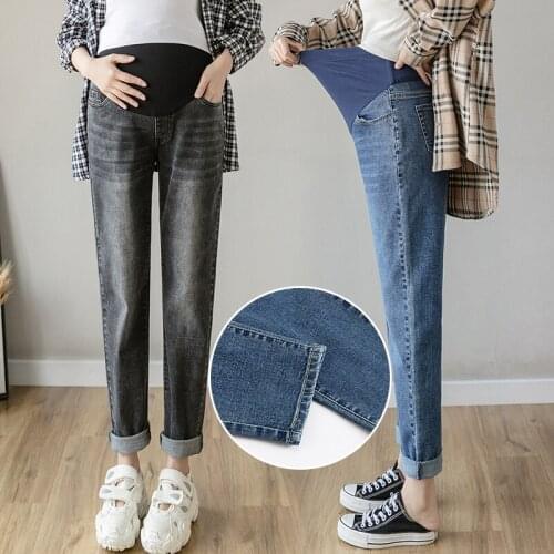 8935# Maternity pants Spring Autumn Slim High Waist Maternity Jeans Belly Support Pants Elastic Waist Maternity Trousers