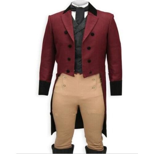 Custom Made Wine Tailcoat Slim Fit Suits Men Tan Pants Black Vest,Bespoke Long Tail Tuxedo Tail Coat,Tailor Red Tuxedo Tailcoat