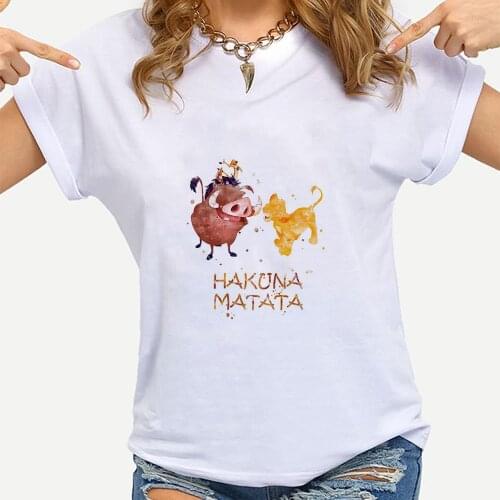 The Lion King Best Friends T-shirt Women Ropa Aesthetic Hakuna Matata Camiseta Mujer Spain Fashion Ladies Tees Disney Dropship