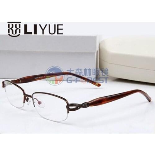 Womens eyeglass frame Fashion Optical Glasses Frame Women female Half Metal eyewear Myopia Prescription eye glasses Spectacles