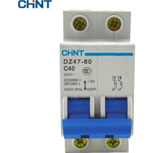 CHINT DZ47-60 C40 2P 40A Rated Current 2 Pole Miniature Circuit Breaker