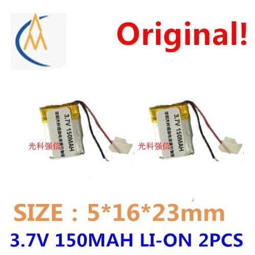 2PCS New sufficient capacity polymer li-ion battery 3.7 V 501623 150 mah MP3 radio/equipment/mini bluetooth headset LED toys