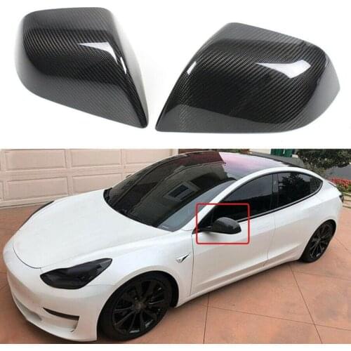 2Pcs Rear View Door Mirror Cover Carbon Fiber Rearview Caps Car Accessories Replacement for Model 3
