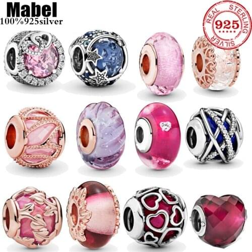 2021 Fit Original Pandora Charms Bracelets DIY Women Jewelry New Sky Blue Series Star Moon Butterfly Flower Snowflake Love Beads