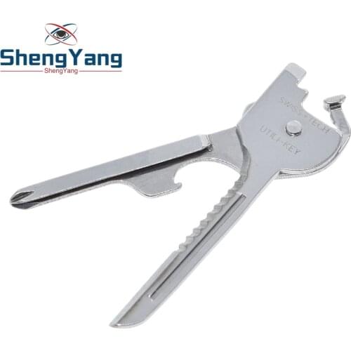 6 in 1 Useful Multifunction Knife Practical Swiss Tech Utili Key Outdoor Screwdriver Bottle Opener Keychain Camping Hiking Tools