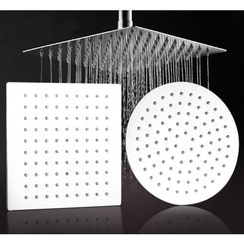 Bathroom Shower Accessories 12/10/8/6/4 Inch Stainless Steel Ultra-thin Waterfall Shower Heads Rainfall Shower Head Square/Round