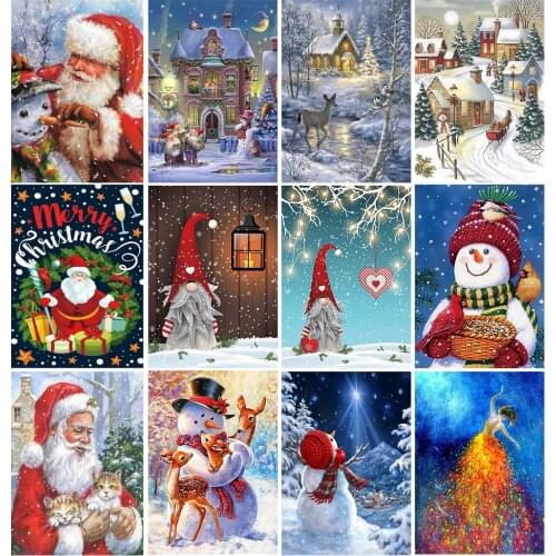 New product 5D Diy diamond painting Christmas landscape full rhinestone embroidery Santa Claus mosaic pattern home decoration