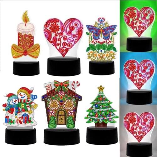 5D DIY diamond painting seven colors LED light special-shaped night light birthday wedding Valentines day gift for women