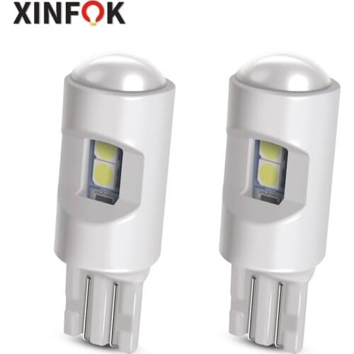 2x Car LED Bulbs Clearance License Plate Lights T10 194 168 W5W DC12 volts 6000K White 3030 SMD XFT031 Ceramics Body with Lens