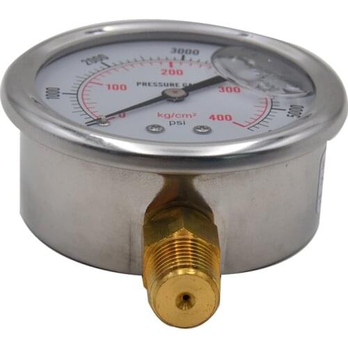 Automotive Instrument US Standard Thread Stainless Steel Hydraulic Oil Pressure Gauge 0-5000 PSI Car Accessories