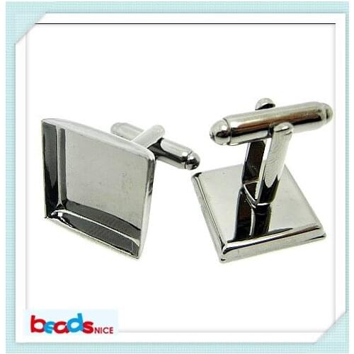 Beadsnice Brass Cufflinks Setting Square Findings for Mens Personalized Cufflink Blanks 16mm 18mm ID3425
