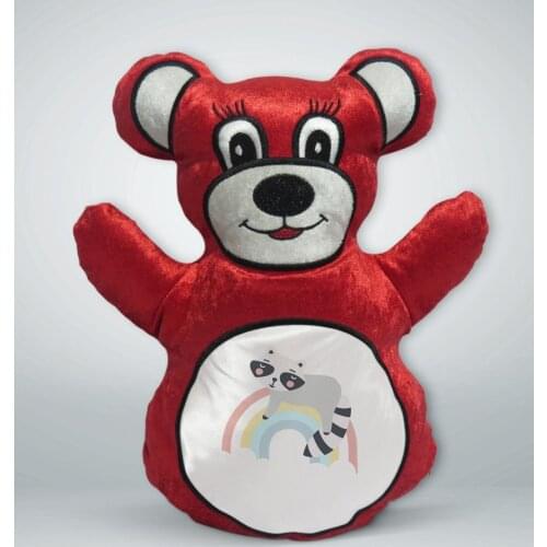 BK Gift Rainbow Design Red Teddy Bear Yastık-1