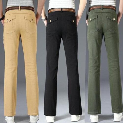 Spring and Autumn Mens Micro-Flare Casual Trousers Korean style Stretch Slim-Fit Flared Pants Classic Design Flared Pants