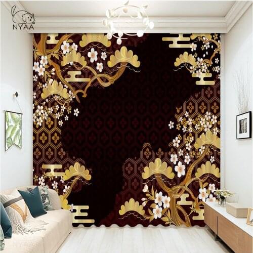 Chrysantemun Flower Traditional Kimono Curtain Home Art Japanese Curtains For Bedroom Blackout Home Decor Modern Micro Shading