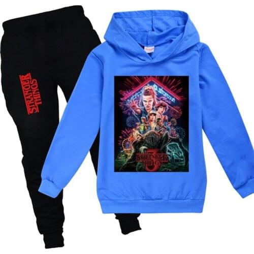 Kids Stranger Things Clothes for Boys Cosplay Costume Girls Cotton Full Sleeve Children Sportwear Hoodies Tops +Pants Tracksuit