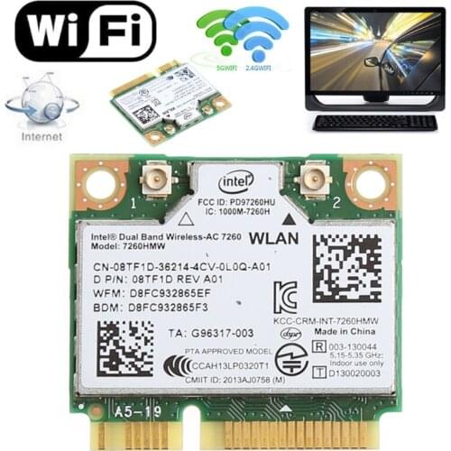Dual Band Bluetooth 4.0 Wireless Mini PCI-E Card for intel 7260 AC DELL 7260HMW