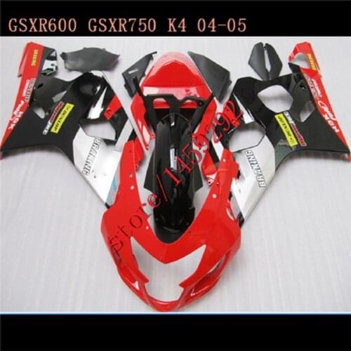 Motorcycle Fairing kits for A mold GSXR600 750 GSXR600 GSXR 750 K4 04 05 2004 2005 Red White Black Fairings bodykit