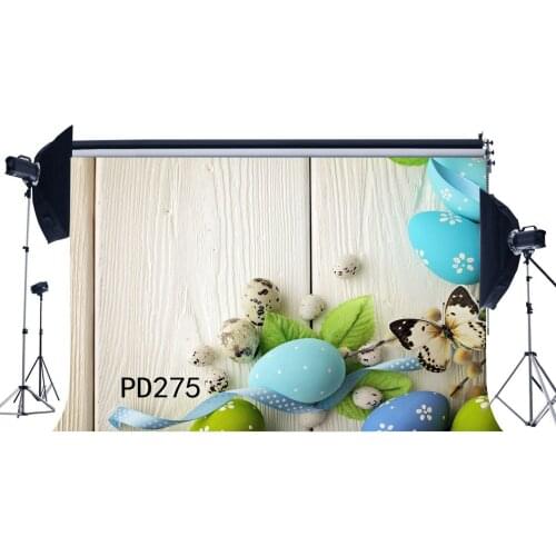 Photography Backdrops Easter Theme Eggs Butterfly Nostalgia Stripe Wood Floor