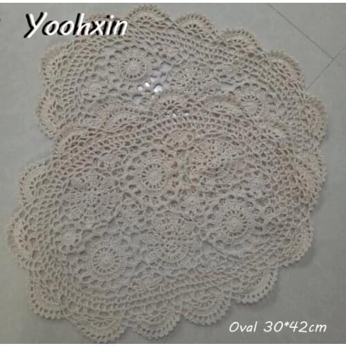HOT Oval Lace cotton table place mat dish pad Cloth crochet placemat cup mug tea drink coaster handmade dining doily kitchen