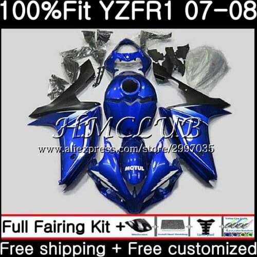 Injection Body For YAMAHA YZF R 1 YZF 1000 YZF R1 2007 2008 11HC.6 YZF1000 YZF-1000 YZF-R1 YZFR1 Stock blue 07 08 Fairing kit