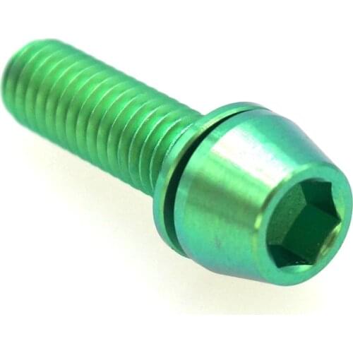 LOT 4 M6 x 20mm Green TC4 GR5 Titanium Alloy Allen Hex Screw Taper Cone Head Bolts With Washer For Bicycle