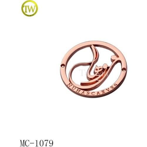 MC1070 Custom rose gold Logo Small Metal Name Tags for Clothing/shawl/swimwear