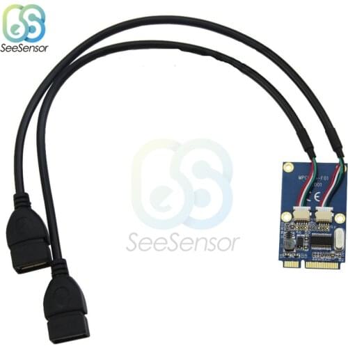 Mini PCI-E PCI Express to Dual USB Adapter mPCIe to 5 Pin 2 Port USB2.0 Converter for USB Wi-Fi Network Card USB Flash Disk