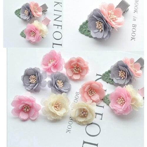 MLAEY 4Pcs/Lot Lace Trim Patch Applique Lace Fabric Wedding Dress DIY Flowers Bride Hair Veil Clothes Headwear Decoration