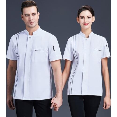 Men and Women Kitchen Short Sleeve Chef Jacket Bakery Catering Restaurant Cooking Cook Coat Barber Shop Canteen Hotel Uniform